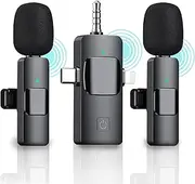 Mini Microphone, 3 in 1 Wireless Lavalier Microphones for iPhone, iPad, Android, Camera, 8-Hour Battery, Wireless Microphones with Noise Reduction for Video Recording, Vlog, YouTube, TikTok
