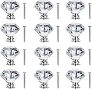 12 Pcs Crystal Drawer Knobs, BetterJonny 30mm Glass Diamond Crystal Drawer Knobs for Your Home, Dresser and Cupboard,Living-Room, Kitchen, Bathroom, Office