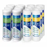 6 Coconut Shell Block Carbon & 6 Polypropylene Sediment 5 Mic 2.5"x 10"