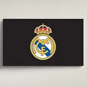 Licensed Décor Real Madrid Acrylic Wall Art - Small (65cm (w) x 40cm (h) - Full Colour Crest on Brand Black