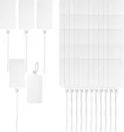 uxcell 100 Pcs Plastic Tags, Hanging Label Tags Blank Zip Ties Writable Waterproof Storage Key Signs for Labeling Shipping Marking Identification Inventory, 100x60mm, White