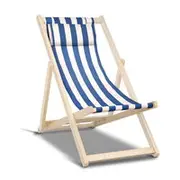 Artiss Foldable Beach Sling Chair - Blue & White Stripes