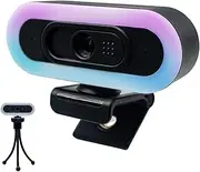 W4 Webcam for PC, 2K 50fps QHD Auto Focus Dual Mic LED Lights USB Webcam - 1080P 60 fps Pro Streaming