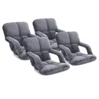 4X Foldable Lounge Cushion Adjustable Floor Lazy Recliner Chair Armrest Grey