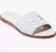 Women's Slides Cole Haan Flynn Logo - White Leather- Size - 7 B