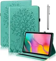 Tablet Case for Samsung Galaxy Tab A7 Lite 8.7 Inch 2021 (SM-T225/T220/T227), PU Leather Protective Case with Stylus Pen, Document Slots for Samsung Tab A7 Lite 8.7 2021 (Green)