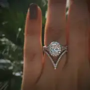 Unique Gorgeous 3.20CT Sapphire Halo Set Women's Anniversary Ring In 935 Silver