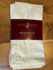 2 Cloth Napkins Ivory Brocade Filigree Jaclyn Smith Damask Napkin Set New NOS
