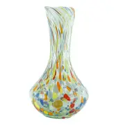 Murano Glass Vase Green Orange Multi Coloured Handmade Millefiori 19cm High