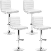[Artiss] Bar Stools Stool Set of 4 Adjustable Kitchen Swivel Counter Barstools Dining Chair Gas Lift White in 66-79cm Seat Height Floor for Home Bar Dining Room Cafe Outdoor Indoor