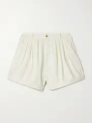 [DÔEN] DÔEN - Paige Pleated Organic Cotton-poplin Shorts - White - US2 US 2 White