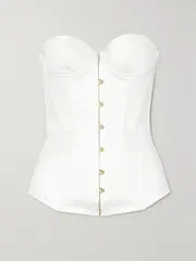 [Agent Provocateur] Agent Provocateur - Mercy Strapless Lace-up Cotton-satin Bustier Top - White - 2 2 White