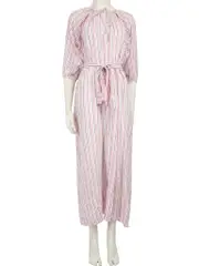 Pink Striped Belted Maxi Dress