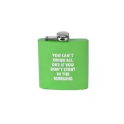175ml Stainless Steel Hip Flask w Funny Quotes - Green