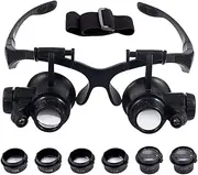 MMOBIEL Watch Repair Jewelers Magnifying Glasses Loupe with 4 Lenses, LED Light for Watch, Jewelry, Smartphone, Tablet, Laptop, Drone Electronics Repair 10X/15X/20X/25X Zoom Incl. Manual and Strap
