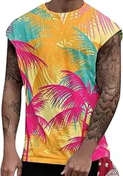 [Generic] Gentle Fabric Swim Cap Beach Hawaiianss Boho Print Sleeveless Muscle Tees Cool Workout T Shirts Fitness Vest Athletic Shirts Fashion Tee Shirt