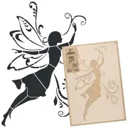 Reusable PLASTIC Wall STENCIL Template // 17.7"x25.6" or 25.6"x37.4" // FAIRY
