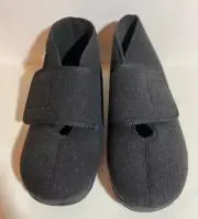 Foamtreads Tradition Men's Black Wool Slippers Shoe Adjustable Hook/Loop Strap