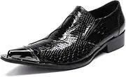 [Generic] Oxford for Man Formal Shoes Slip On Genuine Leather Texture Metal Head Black Men's Leather Shoes