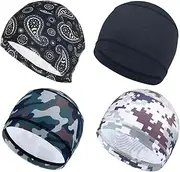 [BESTYASH] 4pcs Cool Hat Liner Helmet Cap Liner for Cycling Running Quick Dry Linning Cap White