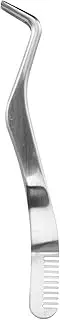Precision Stainless Steel Eyelash Extension Tweezers with Curved Serrated Tip for Accurate Application of Fake Lashes Tool for Lash Clusters and DIY Extensions Multi Occasion Use