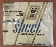 Vintage GRANT MAID Fitted Double Bed Muslin Sheet ~ CREAM ~ NOS SEALED