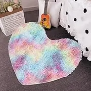 Floor Carpet Cute Heart Rugs Valentine's Love Heart Bedroom Living Room Floor Mats Indoor Entrance Door Mats Soft Fluffy Plush Heart Shaped Bath Mats Area Rugs Couples Gifts (pink, 70x90cm)(Multicolor