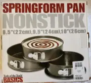 8.5", 9.5", 10" Round Nonstick Carbon Steel Springform Cake Pans, Gray, Set of 3