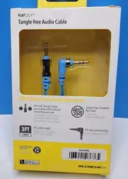 Scosche FlatOut Tangle-Free Audio Cable 3FT - Blue.