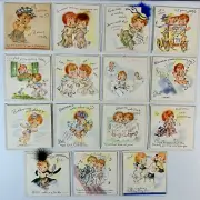 *B* Vintage 1940’s Lot 15 The Hot’N’Tots Cards Unused Birthday Get Well Babies