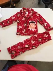 The Elf On The Shelf Pajamas Size 4 Two Piece Flannel Boys Girls Button Down