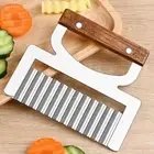 Wood Handle Potato Lattice Maker Stainless Steel Potato Cutter French Fries