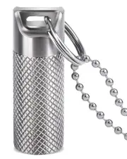 Titanium Pill Container with Keychain & Necklace, Waterproof Pill Case for Em...