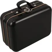 [FUNNETOYU] Mini Suitcase Makeup Organizer Cartoon Tin Jewelry Container for Travel Electronics Cosmetics Portable Handbag for Boys and Girls Adults Compact Iron Construction Black