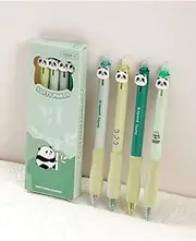 Artbiu Erasable Ballpoint Pen, Pack of 4 Panda Motifs Rollerball Pen Eras