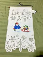 HERITAGE LACE LET IT SNOW LACE WALL HANGING LITTLE RED SLED