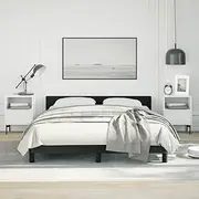 Black Double Faux Leather Bed Frame Without Mattress, Durable & Modern Design, Faux Leather with Headboard - Sturdy Platform with Plywood Slats, 197x143x50 cm Size for AU Double Mattress