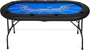 Vilobos Craps Table 8 Players Poker Table Folding Texas Holdem Poker Card Table Casino Games Blackjack Baccarat -Blue (Craps Table)