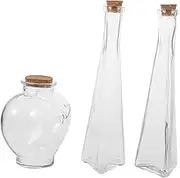 GLEAVI 3Pcs Glass Heart Prismatic Wishing Bottle Wedding Sand Ceremony Decorative Jars DIY Drift Candy Bottle Lightweight Versatile Craft Containers