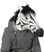 Party Animal Headdress, Funny Animal Headdress, Horse, Panda Head Set Latex mask cos mask Halloween Costumes Funny Props (Zebra)