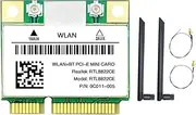 RTL8822CE WiFi Card+2XAntenna 1200Mbps 2.4G+5Ghz 802.11AC Network Mini PCIe BT 5.0 Support Laptop/PC 10/11