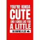 You’’re kinda cute and I kinda like you a little ok maybe a lot: 6 X 9 inches Blank Lined Journal Funny Valentines Day Gifts for Him, Funny I Love You