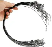 DRCFISHING 30Pcs Fishing Wire Leaders,100LB 19Inch Stainless Steel High Strength Fishing Line Leaders with Swivels and Snaps,Black/Red/Gree