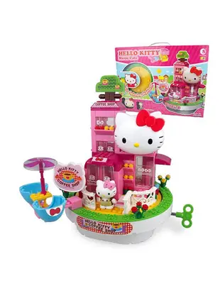 玩具 HelloKitty凱蒂貓音樂旋轉木馬城堡救援飛機茶壺花店拼插積木玩具
