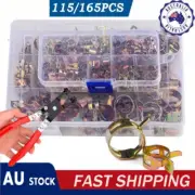 165Pcs Fuel Line Hose Pipe Spring Clamps Fasteners Air Tube Water Pipe Clip Kits