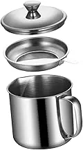CHICAMPERA Stainless Steel Grease Container with Strainer Oil Strainer Jug for Kitchen Oil Separator with Lid for Healthy Cooking Practical Cooking Oil Storage
