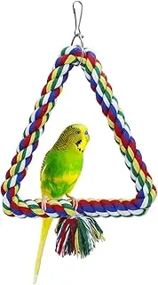 Wontee Bird Triangle Rope Swing Colorful Perch Chewing Toy for Parrots Budgie Parakeet Cockatiel Cockatoo (S)