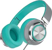 Headphones for Kids Wired 2 Pack with Microphone, Foldable Headphones for School Girls Boys Online Study, 3.5mm Jack for Classroom (Mint)