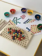 Wooden Rainbow Beads Colour Sorting Activity Board Game Montessori Kids Toy AU