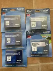 5 X P-Touch Brother TZe-131 1/2" 141 3/4" 151 1" Tape Labeling Clear Black Print